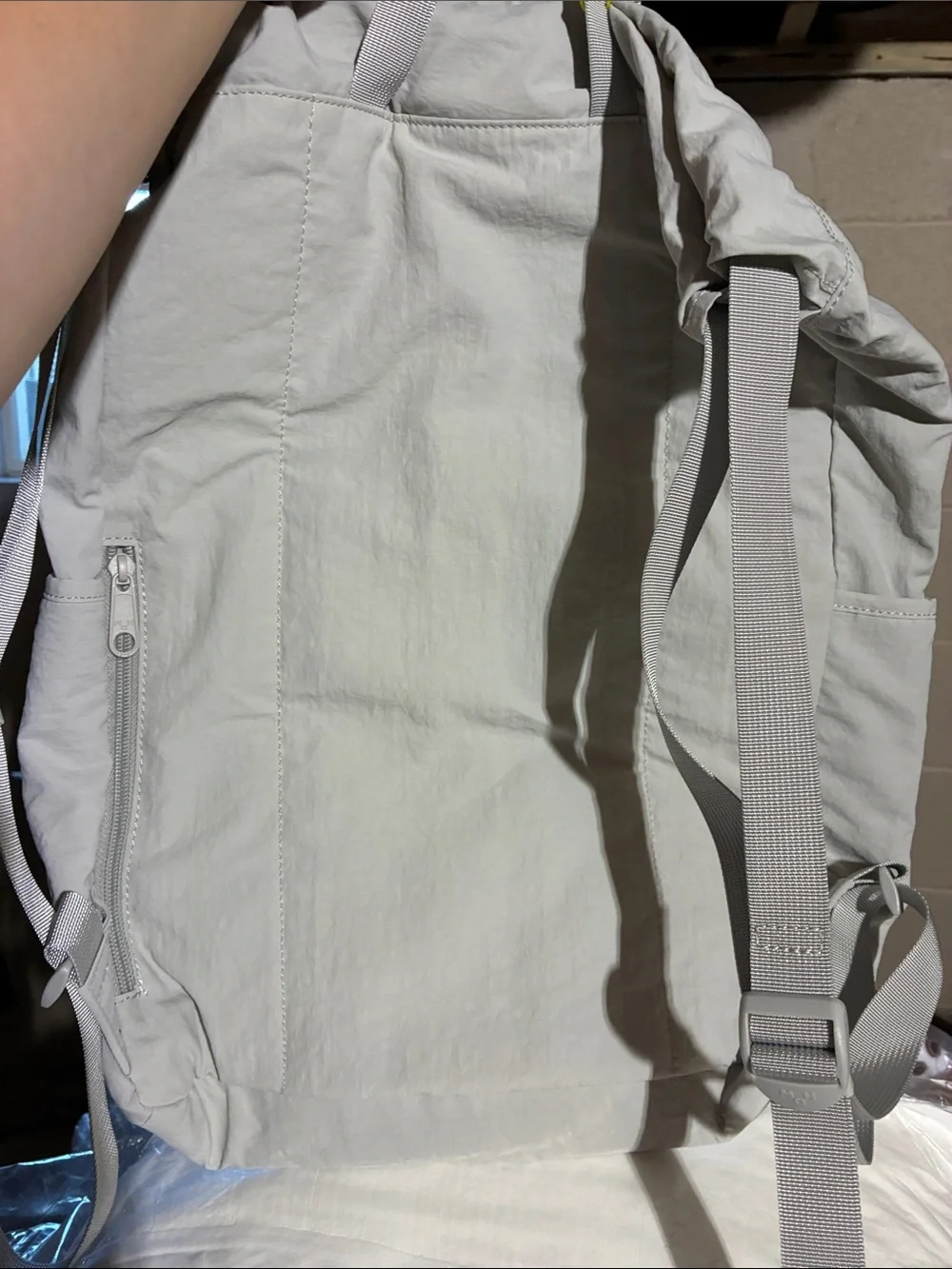 Mah Light Gray Drawstring Backpack